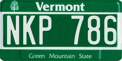 VT license plate NKP786