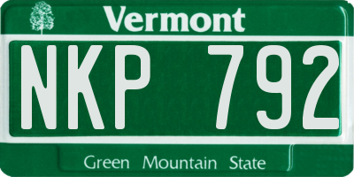VT license plate NKP792