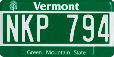 VT license plate NKP794