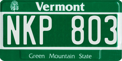 VT license plate NKP803