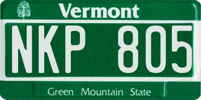 VT license plate NKP805