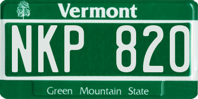 VT license plate NKP820