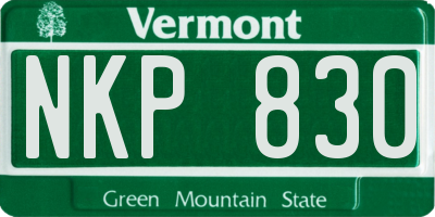 VT license plate NKP830