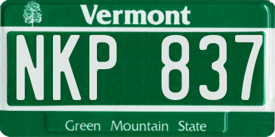 VT license plate NKP837