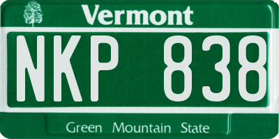 VT license plate NKP838