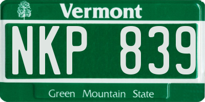 VT license plate NKP839