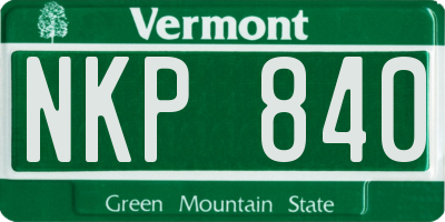VT license plate NKP840