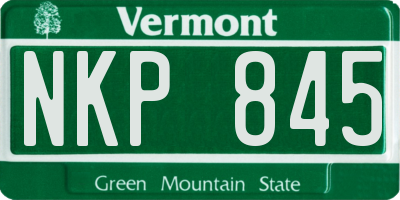 VT license plate NKP845