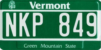 VT license plate NKP849