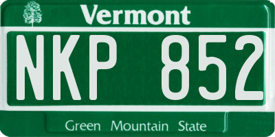 VT license plate NKP852