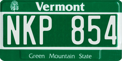 VT license plate NKP854