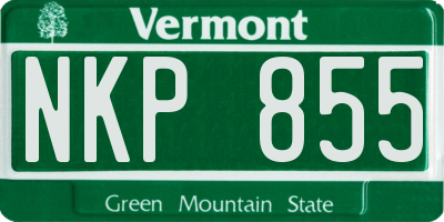 VT license plate NKP855