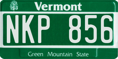 VT license plate NKP856