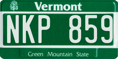 VT license plate NKP859