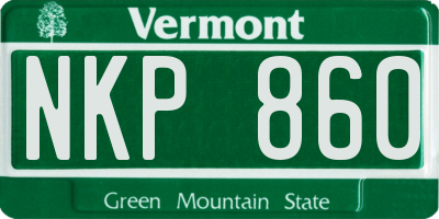 VT license plate NKP860