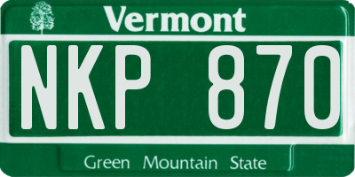 VT license plate NKP870