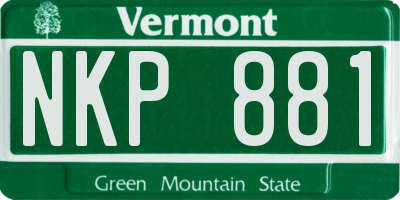 VT license plate NKP881