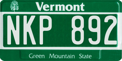 VT license plate NKP892