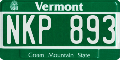VT license plate NKP893