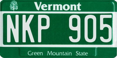 VT license plate NKP905