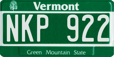 VT license plate NKP922