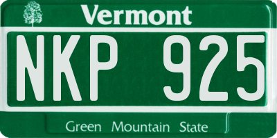 VT license plate NKP925
