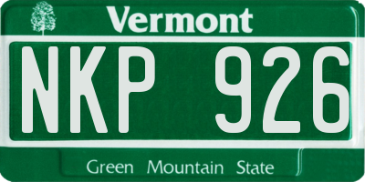VT license plate NKP926