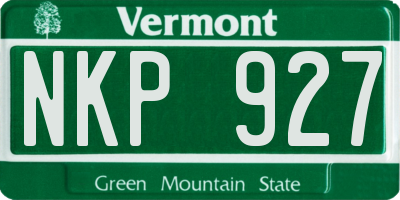 VT license plate NKP927