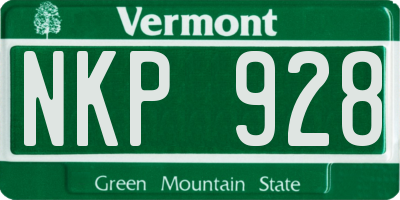 VT license plate NKP928