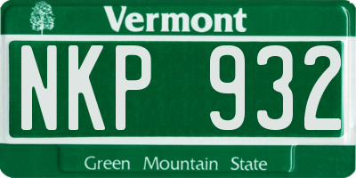 VT license plate NKP932