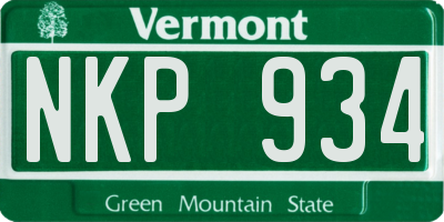 VT license plate NKP934