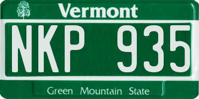 VT license plate NKP935