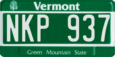 VT license plate NKP937
