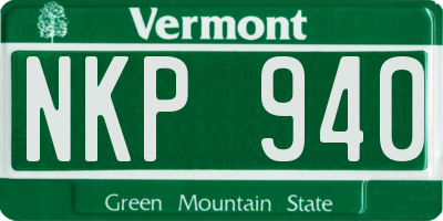 VT license plate NKP940