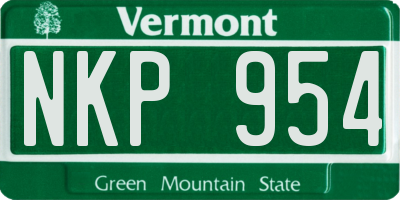 VT license plate NKP954