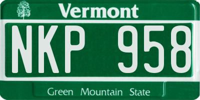 VT license plate NKP958