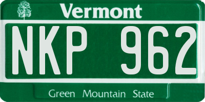 VT license plate NKP962