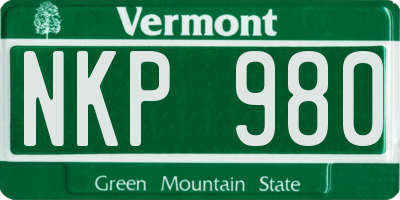 VT license plate NKP980