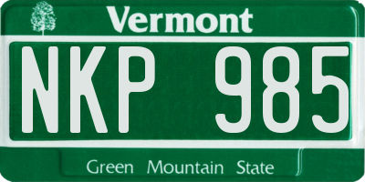 VT license plate NKP985