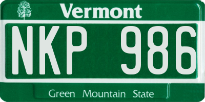 VT license plate NKP986