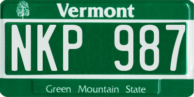 VT license plate NKP987