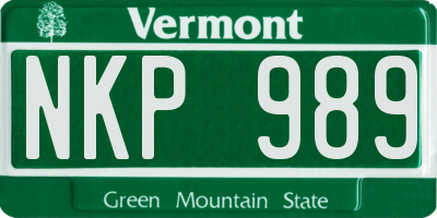 VT license plate NKP989