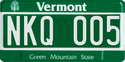 VT license plate NKQ005