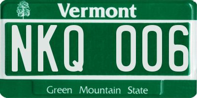 VT license plate NKQ006