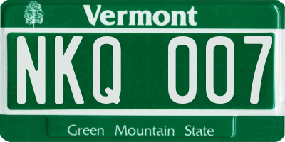 VT license plate NKQ007