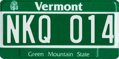 VT license plate NKQ014