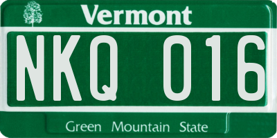 VT license plate NKQ016