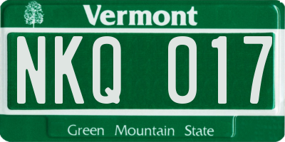 VT license plate NKQ017