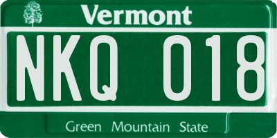 VT license plate NKQ018