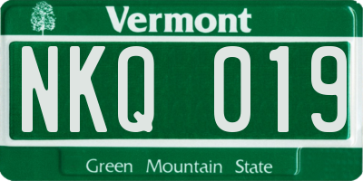 VT license plate NKQ019
